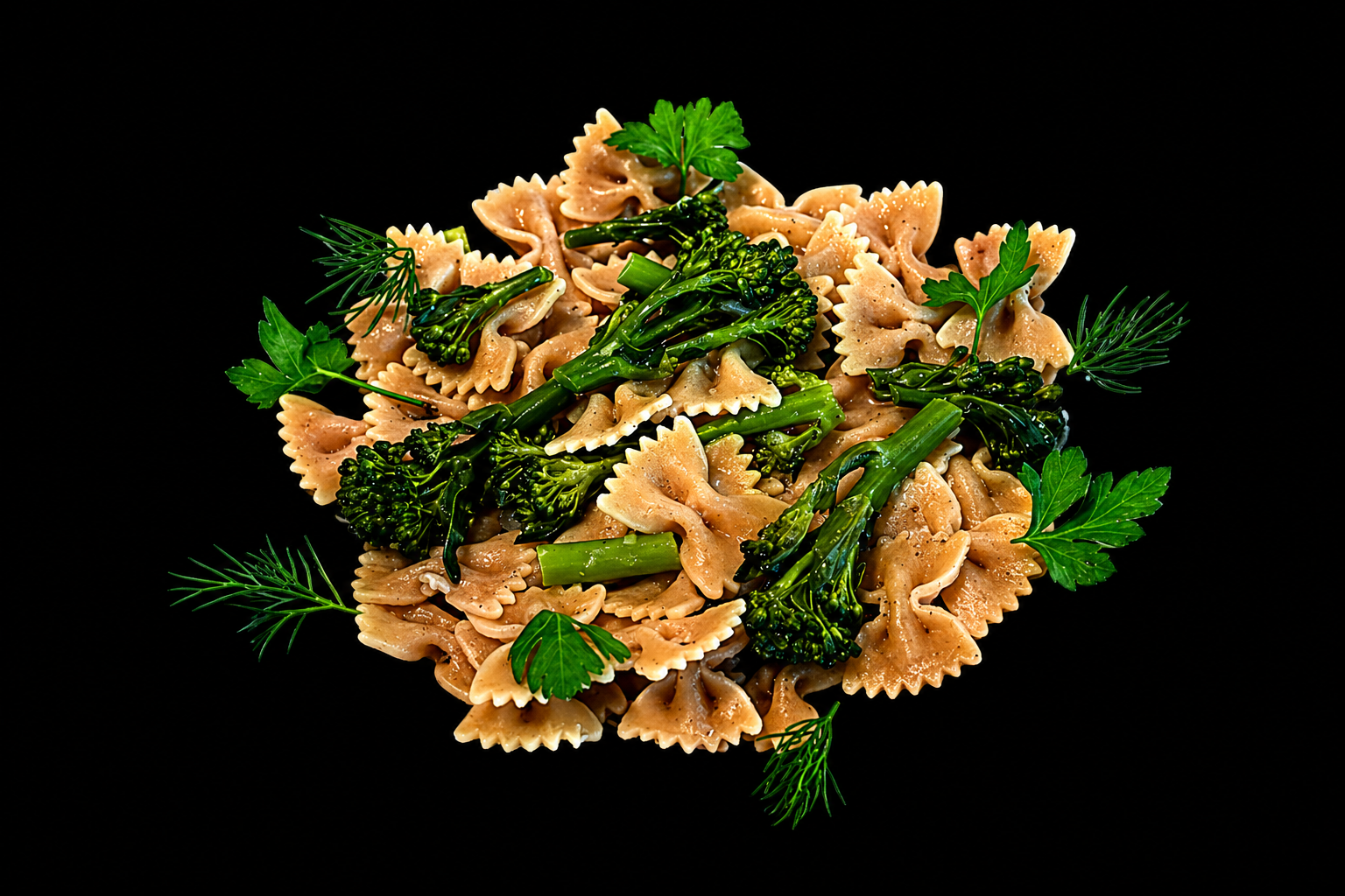 Vollkornfarfalle Vollkornnudeln wilder Brokkoli Kräuter